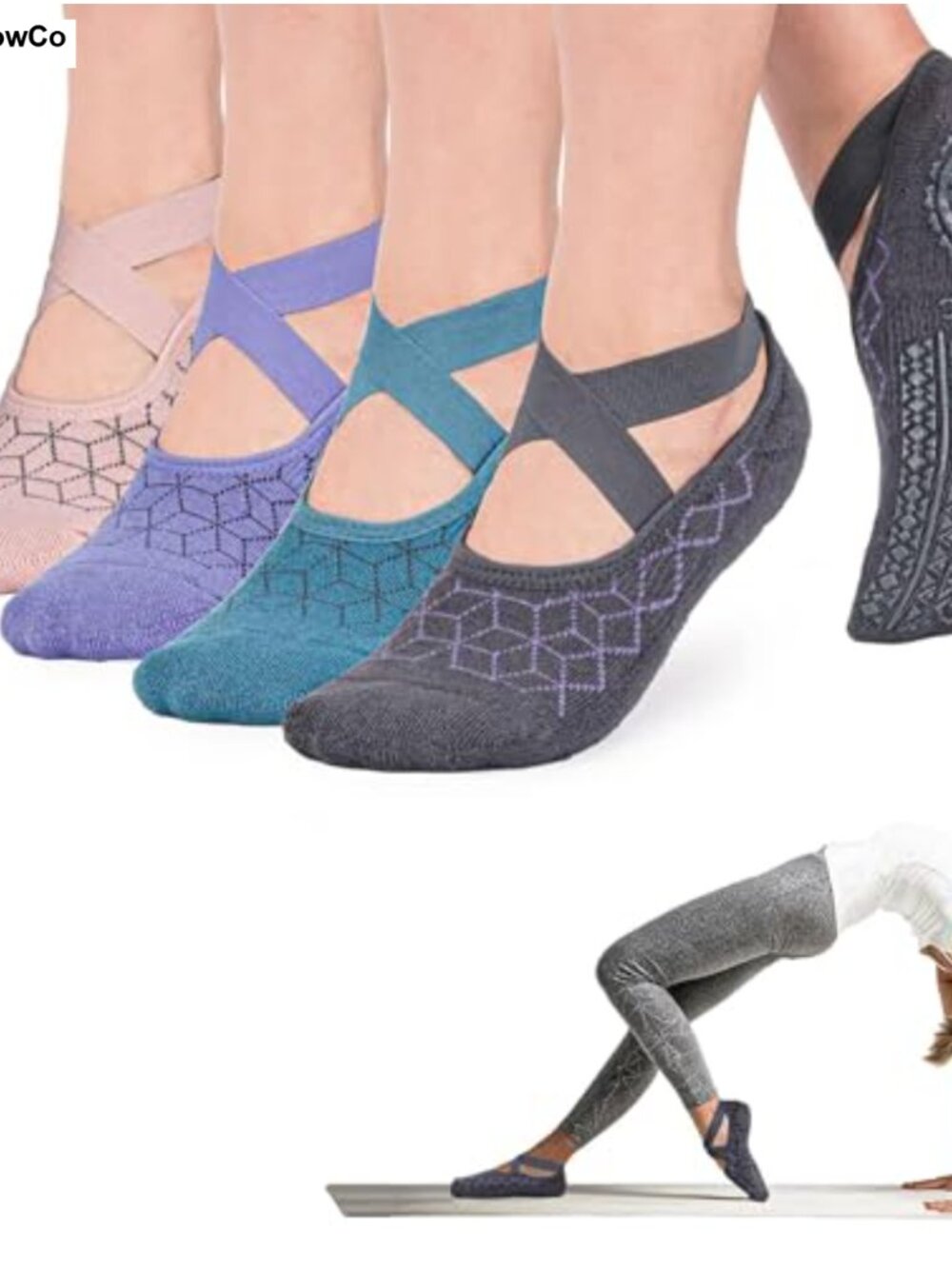 Non Slip Grip Yoga Pilates Socks Women Barefoot Cotton Silicone